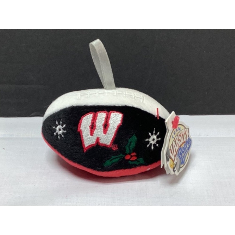 University of Wisconsin Badgers Plush Football Christmas Ornament 4" Nwt New